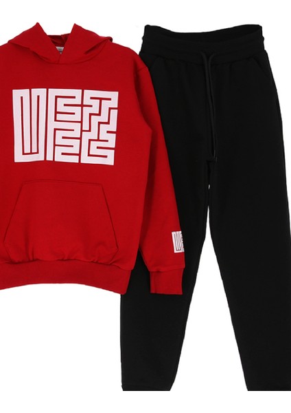Kız Çocuk 2 Iplik Küfe Yazı Görselli Kapüşonlu Alt-Üst Takım 12374 fiyatları