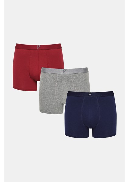 Erkek Burgundy 3lü Çok Renkli Boxer