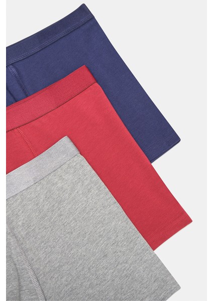 Erkek Burgundy 3lü Çok Renkli Boxer