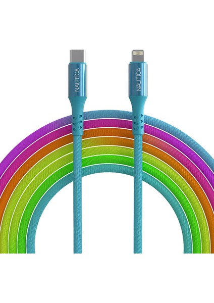 C58 Pd Usb-C To 20W LED Işıklı Şarj ve Kablosu 1.2m Çok Renkli