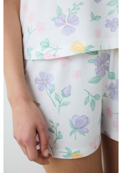 Love More Printed Çok Renkli Atlet Pijama Üstü