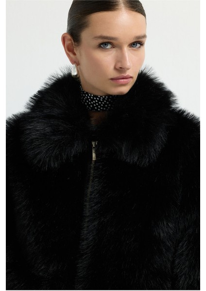 Kısa Fermuarlı Kürk Mont Siyah 15245486000 fiyatları
