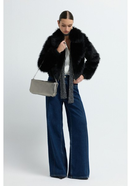 Kısa Fermuarlı Kürk Mont Siyah 15245486000 modelleri