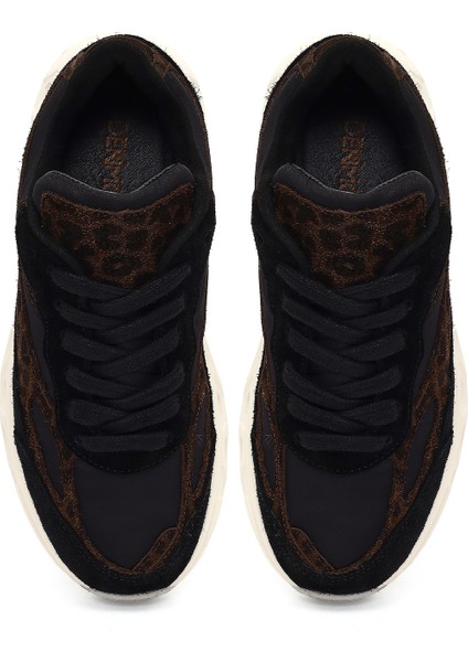 Kadın Siyah Bağcıklı Kalın Tabanlı Deri Sneaker 25AFD142014