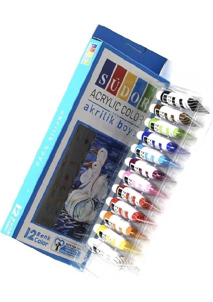 Boya 12 Renk Tüp 9ml*12 Südor Akrilik Boya 12 Li 1 Paket