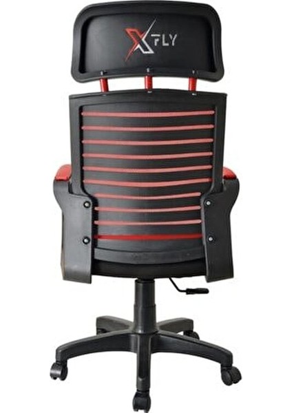 Oyuncu Koltuğu Kırmızı File Kumaş Kaplama Ayarlanabilir Yükseklik ile 121 cm