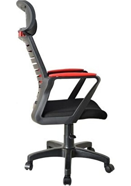 Oyuncu Koltuğu Kırmızı File Kumaş Kaplama Ayarlanabilir Yükseklik ile 121 cm