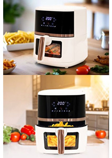 Akıllı Fritöz 5.5 Litre Kapasite Tek Hazne Dokunmatik LED Ekranlı