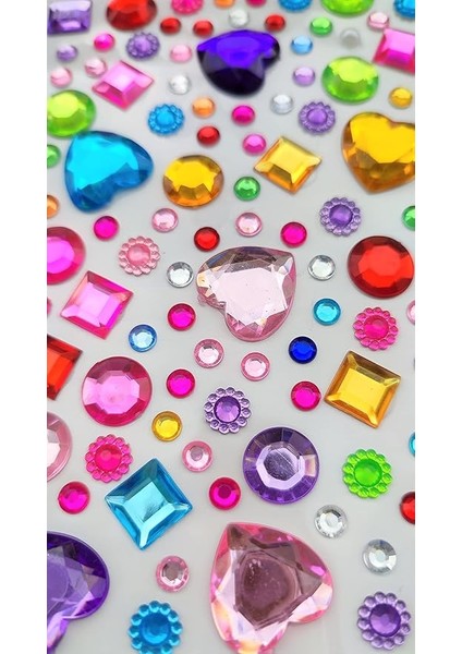 Sticker Taş Sticker Yapışkanlı Saç, Yüz, Tırnak, Makyaj Nane Süs Taşı Işıltılı Parlak Renkli Kalpli Kareli, Giraffe Sticker fiyatları