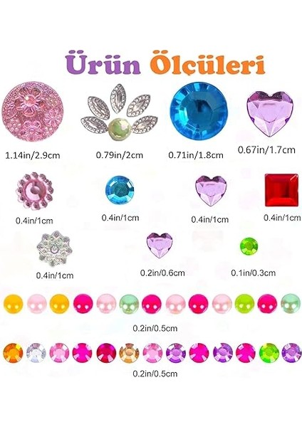 Sticker Taş Sticker Yapışkanlı Saç, Yüz, Tırnak, Makyaj Nane Süs Taşı Işıltılı Parlak Renkli Kalpli Kareli, Giraffe Sticker modelleri