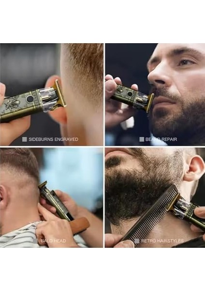 Profesyonel Şarjlı Saç ve Sakal Kesme Şekillendirme, Traş Makinesi - Güçlü Turbo Motor, Uzun Pil Ömrü, USB Type-C Şarj modelleri