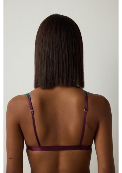 Petrol Yeşili Dantelli Balensiz Dolgusuz Üçgen Sütyen