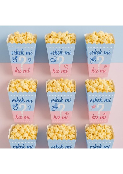 Kız Mı Erkek Mi Kutusu, 8'li Set, Baby ve Cinsiyet Partisi Için Mısır Kutuları, Mavi-Pembe