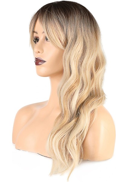 Dalgalı Perçemli Fiber Sentetik Orta Boy Peruk - Kahve Platin Röfleli fırsatları