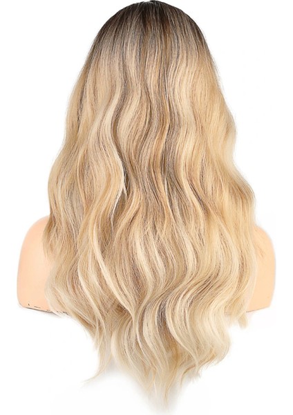 Dalgalı Perçemli Fiber Sentetik Orta Boy Peruk - Kahve Platin Röfleli indirimleri