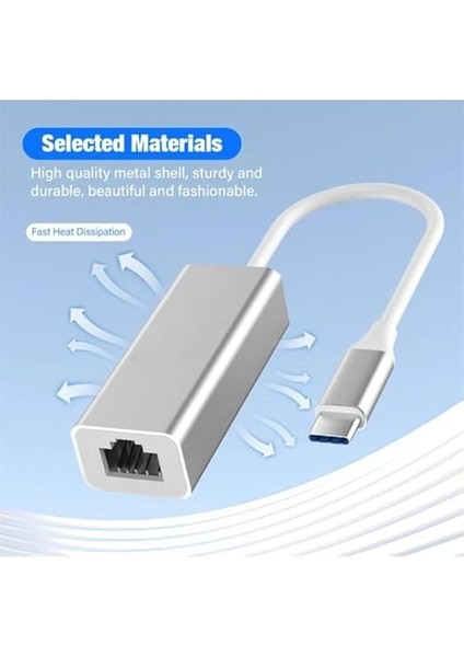 Gigabit Type-C To Ethernet RJ45 Çevirici Kablolu Internet Dönüştürücü 1000MBPS Macbook Ile Uyumlu Notebook Ile Uyumlu Alüminyum Kasa Tak Çalıştır Usb-C To Lan Adaptörü RJ45 Tip-C ZR117 modelleri