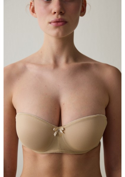 Ten Rengi Toparlayıcı Balenli Dolgusuz Straplez Lotus Sütyen