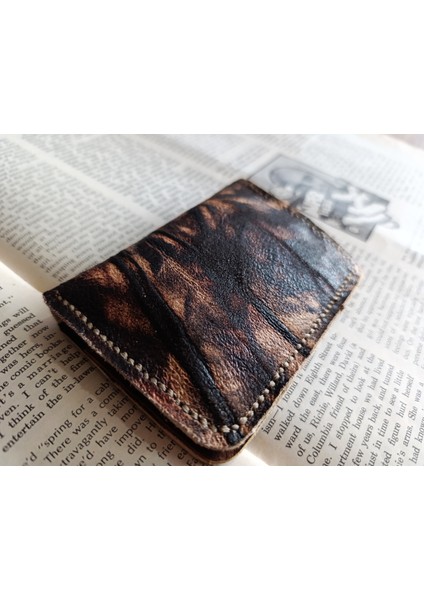 Hakiki Deri Üst Kalite Tamamen El Emeği Minimalist Cüzdan 15.5X10.5 cm MD13