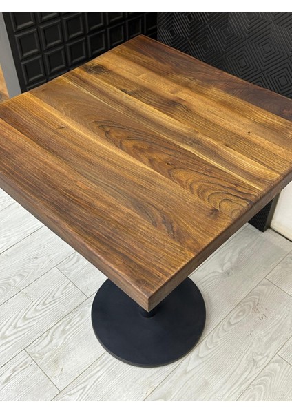 Masif Doğal Ceviz Kare Sehpa Metal Ayaklı fiyatları