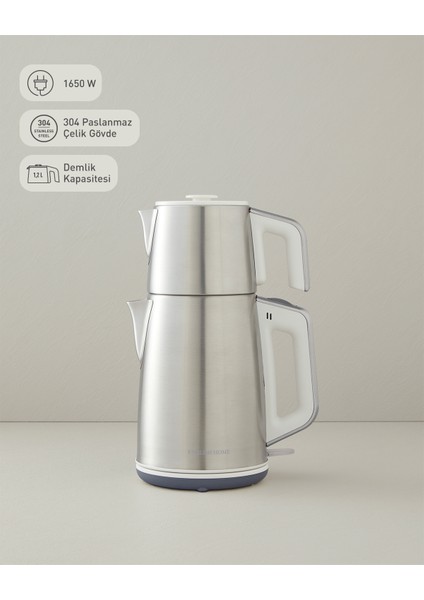 CMK 6010 Inox Çay Makinesi ve Kettle Beyaz-Krom
