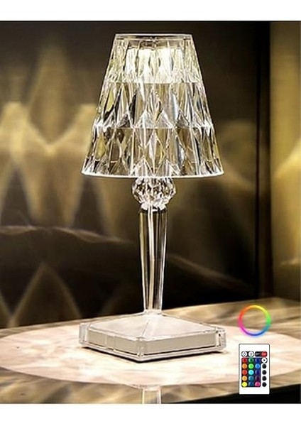Akrilik Kristal LED Şarjlı Masa Üstü Lamba Kumandalı Rg fiyatları