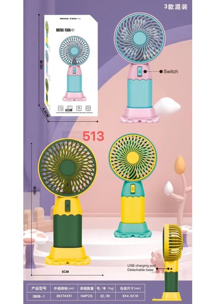 Şarjlı Taşınabilir El Tipi Mini Fan Egonex 513