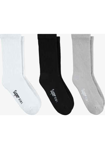 Unıted4 Tenis Towel Çocuk Beyaz/gri/siyah Çorap