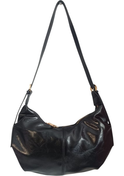 Büzgülü Siyah El ve Omuz Çantası