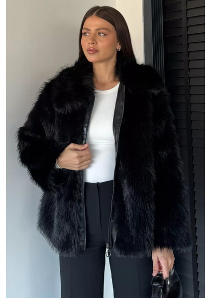 Kadın Ön Fermuarlı Saçaklı Kürklü Mont P-00018972 fiyatları