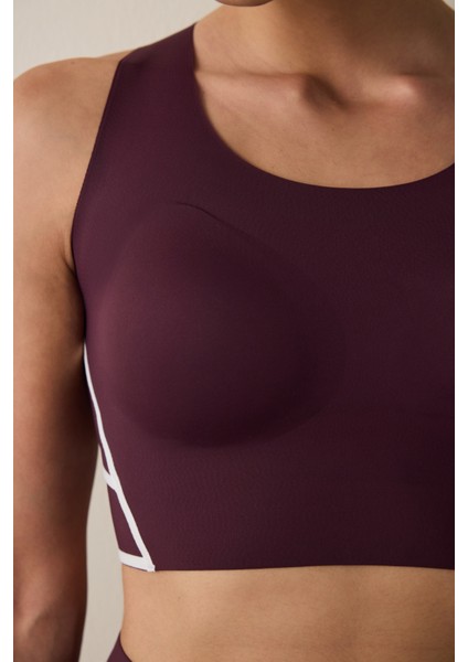 Bordo Orta Destekli Contrast Bonding Spor Sütyeni