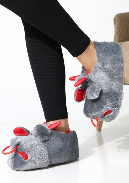 Hayvanlı B20 Boğa Modelli Kışlık Kadın Erkek Panduf Ev Içi Sessiz Taban Panduf