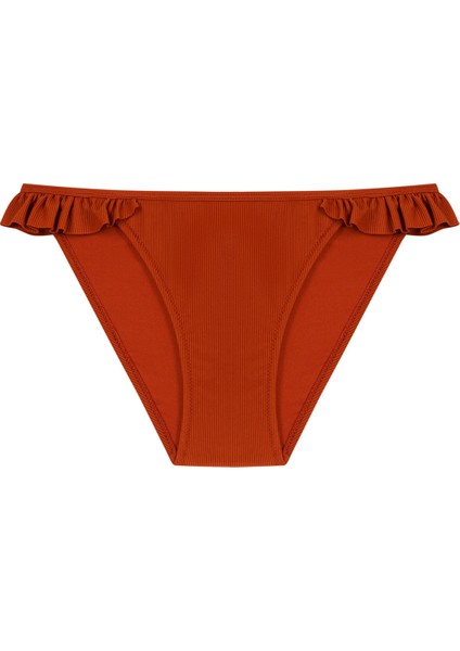 Turuncu Tuva Frill Side Bikini Altı