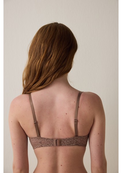 Açık Kahverengi Pop Up Dantelli Balenli Sütyen