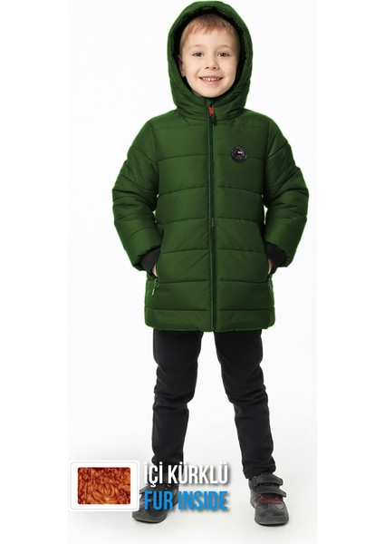 İçi Kürklü Su ve Rüzgar Geçirmez Erkek Çocuk Mont