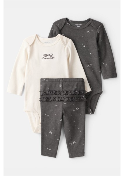 Kız Bebek Gri 3lü Set