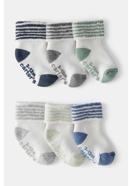 Erkek Bebek Desenli 6lı Çorap