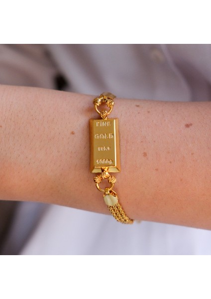 İmitasyon Altın Kaplama Hazır Zincir Desenli Külçe Bileklik BLK-1152 fiyatları