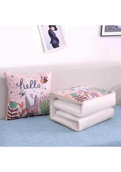 Üzerinde logo baskılı ikisi bir arada yastık yorganı, çok fonksiyonlu araba kanepe yastığı yorganı (Yurt Dışından)