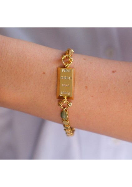 İmitasyon Altın Kaplama Arpa Zincir Desenli Külçe Bileklik BLK-1153