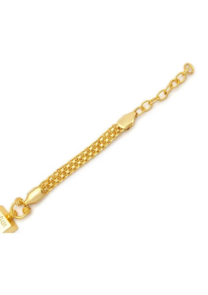 İmitasyon Altın Kaplama Hazır Zincir Desenli Külçe Bileklik BLK-1152 fırsatları