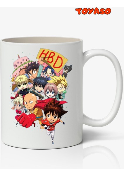 One Punch Man Eyeshield 21 Yusuke Murata Anime Temalı Beyaz Kupa Bardak Sevgiliye Arkadaşa Hediye