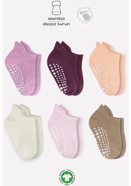6lı Sneakers Kaymaz Penye Çorap 20102 Gül Kurusu