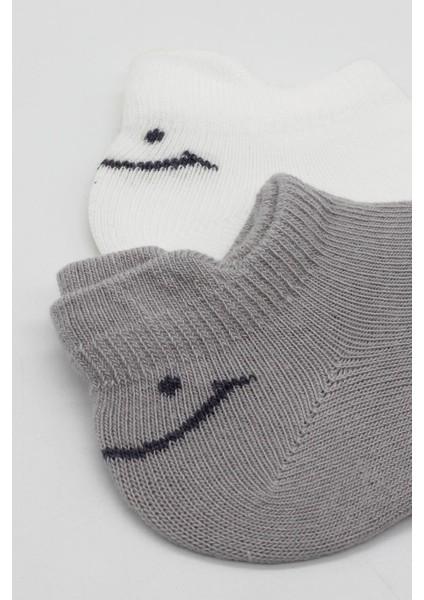 2li Sneakers Smile Penye Çorap 20106 Gri Ekru modelleri
