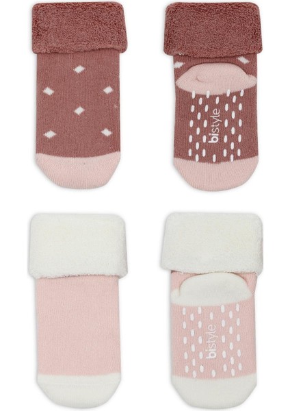 Puanlı Kaymaz Havlu Soket Çorap 2li BS10502 Pudra Pembe fiyatları