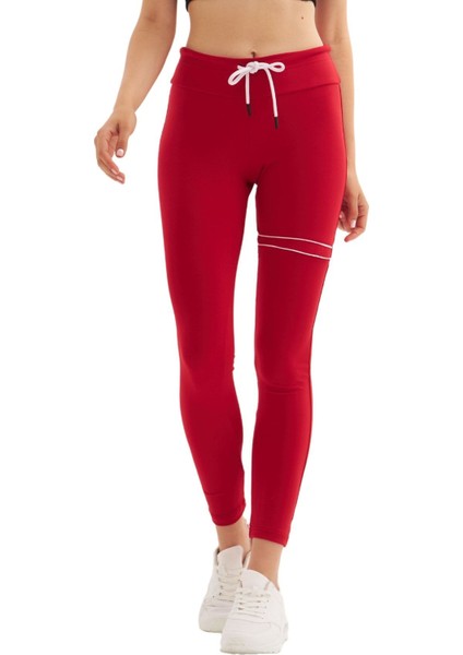 Eşofman Beyaz Çizgi Detaylı Esnek ve Toparlayıcı Spor Kadın Tayt