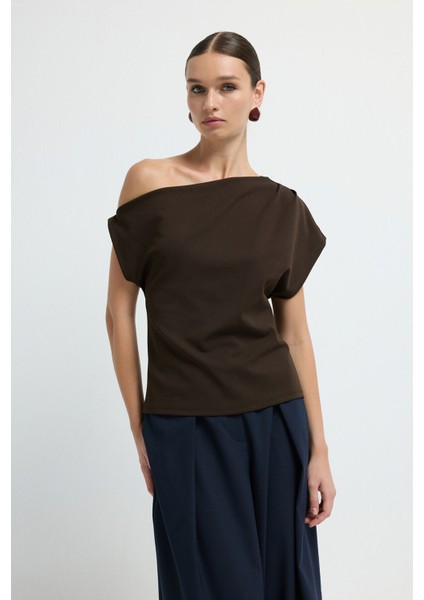Degaje Yaka Kolsuz Bluz Kahve 11545231001