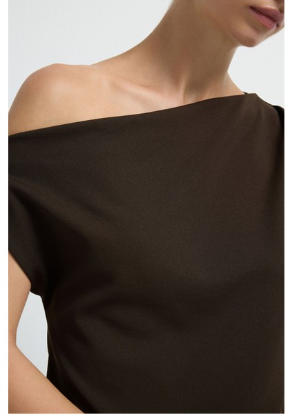 Degaje Yaka Kolsuz Bluz Kahve 11545231001 fiyatları