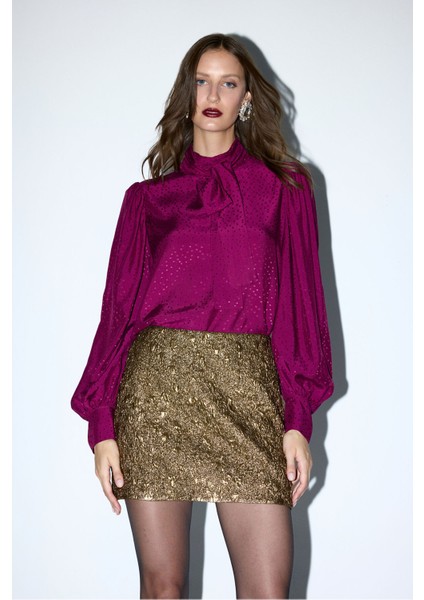 Büzgülü Bluz Bordo 11545981000