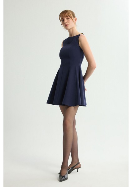 Gabardin Toka Detaylı Elbise Lacivert 124L9675000 indirimleri