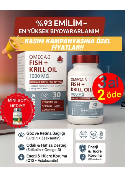 Krill Oil Omega 3 Sitikolin Lutein Q10 Içeren Vitamin